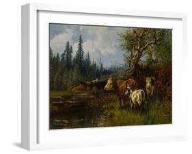 Cows by the lake, 1881-Erik Theodor Werenskiold-Framed Giclee Print