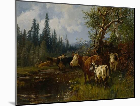 Cows by the lake, 1881-Erik Theodor Werenskiold-Mounted Giclee Print