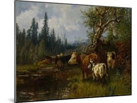 Cows by the lake, 1881-Erik Theodor Werenskiold-Mounted Giclee Print