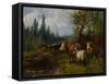 Cows by the lake, 1881-Erik Theodor Werenskiold-Framed Stretched Canvas