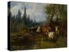 Cows by the lake, 1881-Erik Theodor Werenskiold-Stretched Canvas