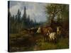 Cows by the lake, 1881-Erik Theodor Werenskiold-Stretched Canvas