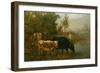 Cows by the water, 1880-Peter Nicolai Arbo-Framed Giclee Print
