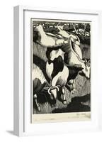 Cows, C.1919 (Wood Engraving)-John Northcote Nash-Framed Giclee Print