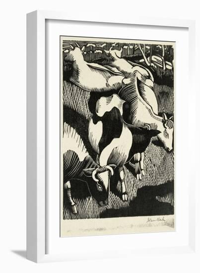 Cows, C.1919 (Wood Engraving)-John Northcote Nash-Framed Giclee Print