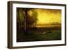 Cows Grazing at Sunset-George Snr. Inness-Framed Premium Giclee Print