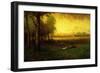 Cows Grazing at Sunset-George Snr. Inness-Framed Premium Giclee Print