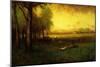 Cows Grazing at Sunset-George Snr. Inness-Mounted Giclee Print