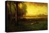 Cows Grazing at Sunset-Inness, Sr. George-Stretched Canvas