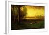 Cows Grazing at Sunset-Inness, Sr. George-Framed Giclee Print