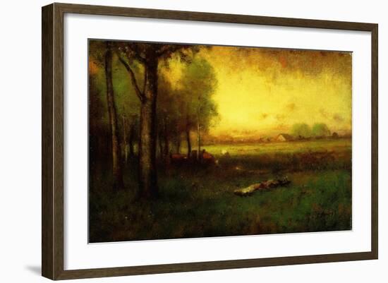 Cows Grazing at Sunset-Inness, Sr. George-Framed Giclee Print