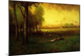 Cows Grazing at Sunset-Inness, Sr. George-Mounted Giclee Print