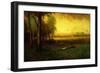 Cows Grazing at Sunset-Inness, Sr. George-Framed Premium Giclee Print