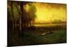 Cows Grazing at Sunset-Inness, Sr. George-Mounted Premium Giclee Print