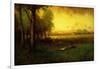 Cows Grazing at Sunset-Inness, Sr. George-Framed Giclee Print