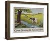 Cows Grazing in the Meadow Poster-null-Framed Giclee Print
