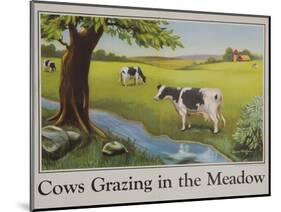 Cows Grazing in the Meadow Poster-null-Mounted Giclee Print