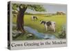 Cows Grazing in the Meadow Poster-null-Stretched Canvas