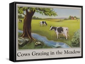 Cows Grazing in the Meadow Poster-null-Framed Stretched Canvas