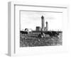 Cows Grazing Near Nuclear Power Plant-null-Framed Photographic Print