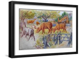 Cows Grazing-Louis Wain-Framed Giclee Print