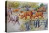 Cows Grazing-Louis Wain-Stretched Canvas