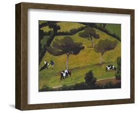 Cows in a Field; Vaches Dans Un Pre-Roger De La Fresnaye-Framed Giclee Print