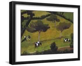 Cows in a Field; Vaches Dans Un Pre-Roger De La Fresnaye-Framed Giclee Print