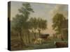 Cows in a Meadow Near a Farm, Paulus Potter-Paulus Potter-Stretched Canvas