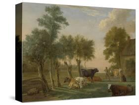 Cows in a Meadow Near a Farm, Paulus Potter-Paulus Potter-Stretched Canvas