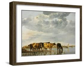 Cows in a River-Aelbert Cuyp-Framed Giclee Print