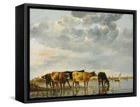 Cows in a River-Aelbert Cuyp-Framed Stretched Canvas
