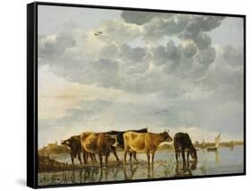 Cows in a River-Aelbert Cuyp-Framed Stretched Canvas