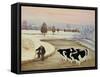 Cows in a Winter River-Margaret Loxton-Framed Stretched Canvas
