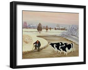 Cows in a Winter River-Margaret Loxton-Framed Giclee Print