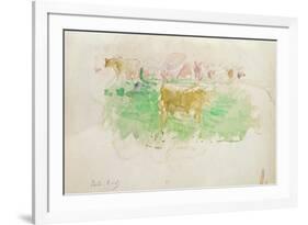 Cows in Normandy, 1880 (W/C on Paper)-Berthe Morisot-Framed Giclee Print