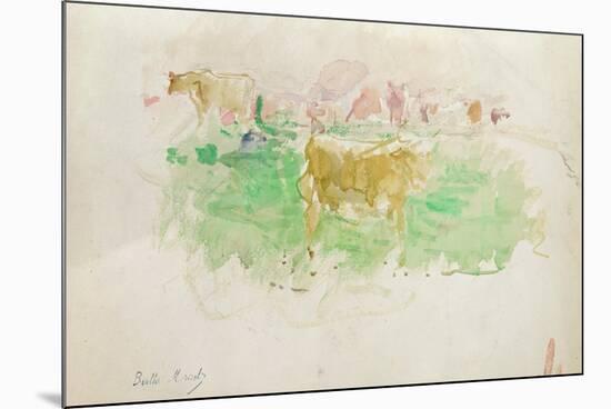 Cows in Normandy, 1880 (W/C on Paper)-Berthe Morisot-Mounted Giclee Print