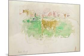 Cows in Normandy, 1880 (W/C on Paper)-Berthe Morisot-Mounted Giclee Print