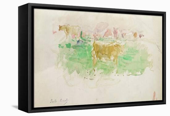 Cows in Normandy, 1880 (W/C on Paper)-Berthe Morisot-Framed Stretched Canvas