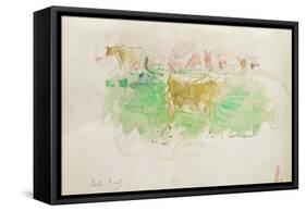 Cows in Normandy, 1880 (W/C on Paper)-Berthe Morisot-Framed Stretched Canvas