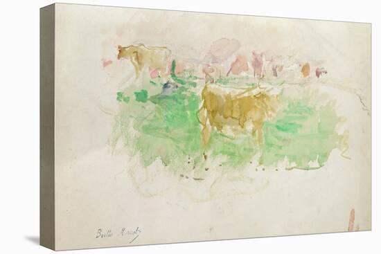 Cows in Normandy, 1880 (W/C on Paper)-Berthe Morisot-Stretched Canvas