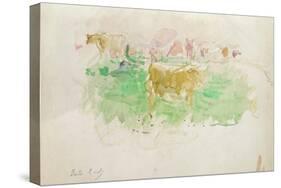 Cows in Normandy, 1880 (W/C on Paper)-Berthe Morisot-Stretched Canvas