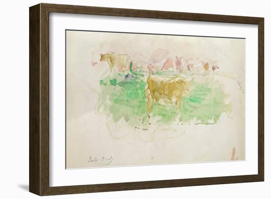 Cows in Normandy, 1880 (W/C on Paper)-Berthe Morisot-Framed Giclee Print