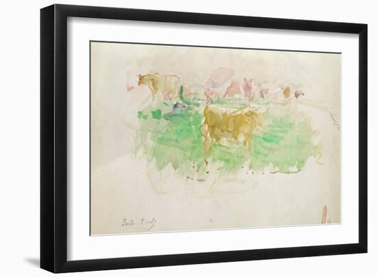 Cows in Normandy, 1880 (W/C on Paper)-Berthe Morisot-Framed Giclee Print