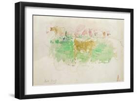 Cows in Normandy, 1880 (W/C on Paper)-Berthe Morisot-Framed Giclee Print