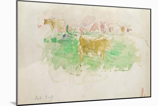 Cows in Normandy, 1880 (W/C on Paper)-Berthe Morisot-Mounted Giclee Print