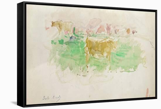 Cows in Normandy, 1880 (W/C on Paper)-Berthe Morisot-Framed Stretched Canvas