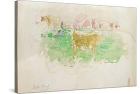 Cows in Normandy, 1880 (W/C on Paper)-Berthe Morisot-Stretched Canvas