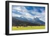 Cows in the green pastures framed by the high peaks of the Alps, Garmisch Partenkirchen, Upper Bava-Roberto Moiola-Framed Photographic Print