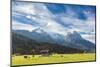 Cows in the green pastures framed by the high peaks of the Alps, Garmisch Partenkirchen, Upper Bava-Roberto Moiola-Mounted Photographic Print